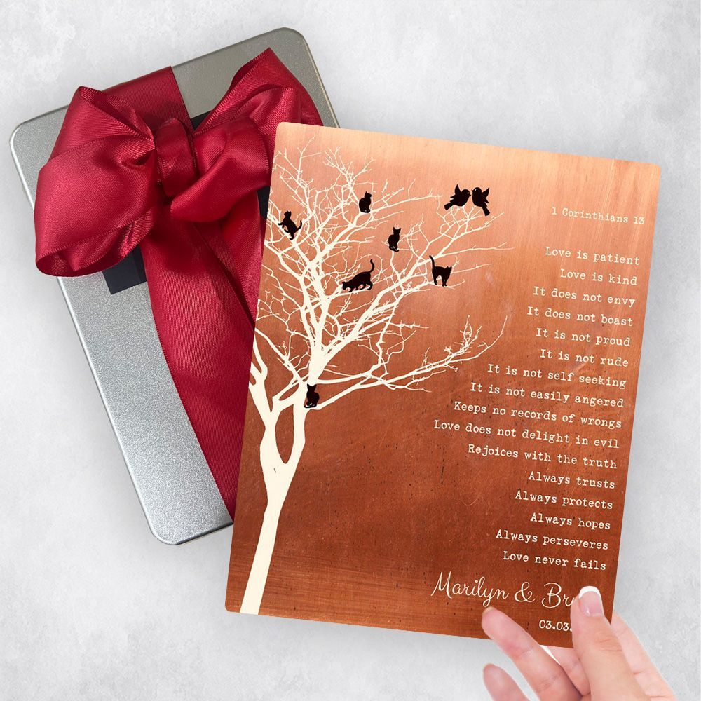Copper Branchy Tree with Cats 7th Anniversary Gift Delivery Box Gift for Couple TOY-1417