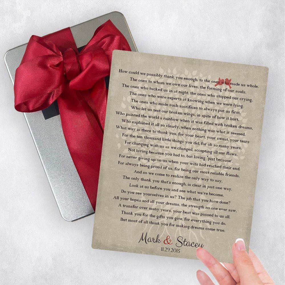 #1 Best Seller - Thank You Poem Wedding Gift Delivery Box Gift for Parents TOY-1135