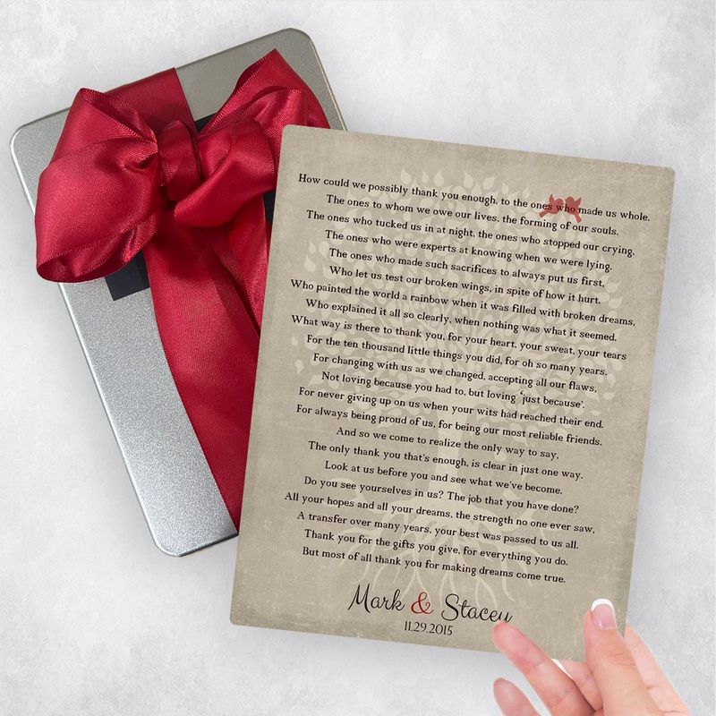 #1 Best Seller - Thank You Poem Wedding Gift Delivery Box Gift for Parents TOY-1135
