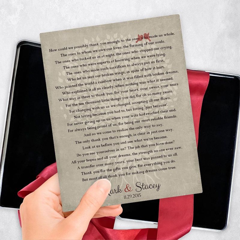 #1 Best Seller - Thank You Poem Wedding Gift Delivery Box Gift for Parents TOY-1135