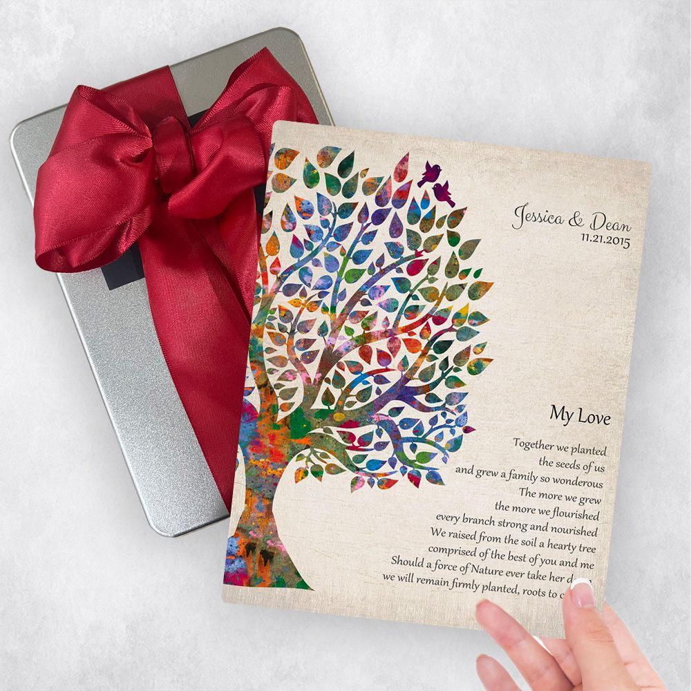 Half Watercolor Tree 10th Anniversary Gift Delivery Box Gift for Couple TOY-1275