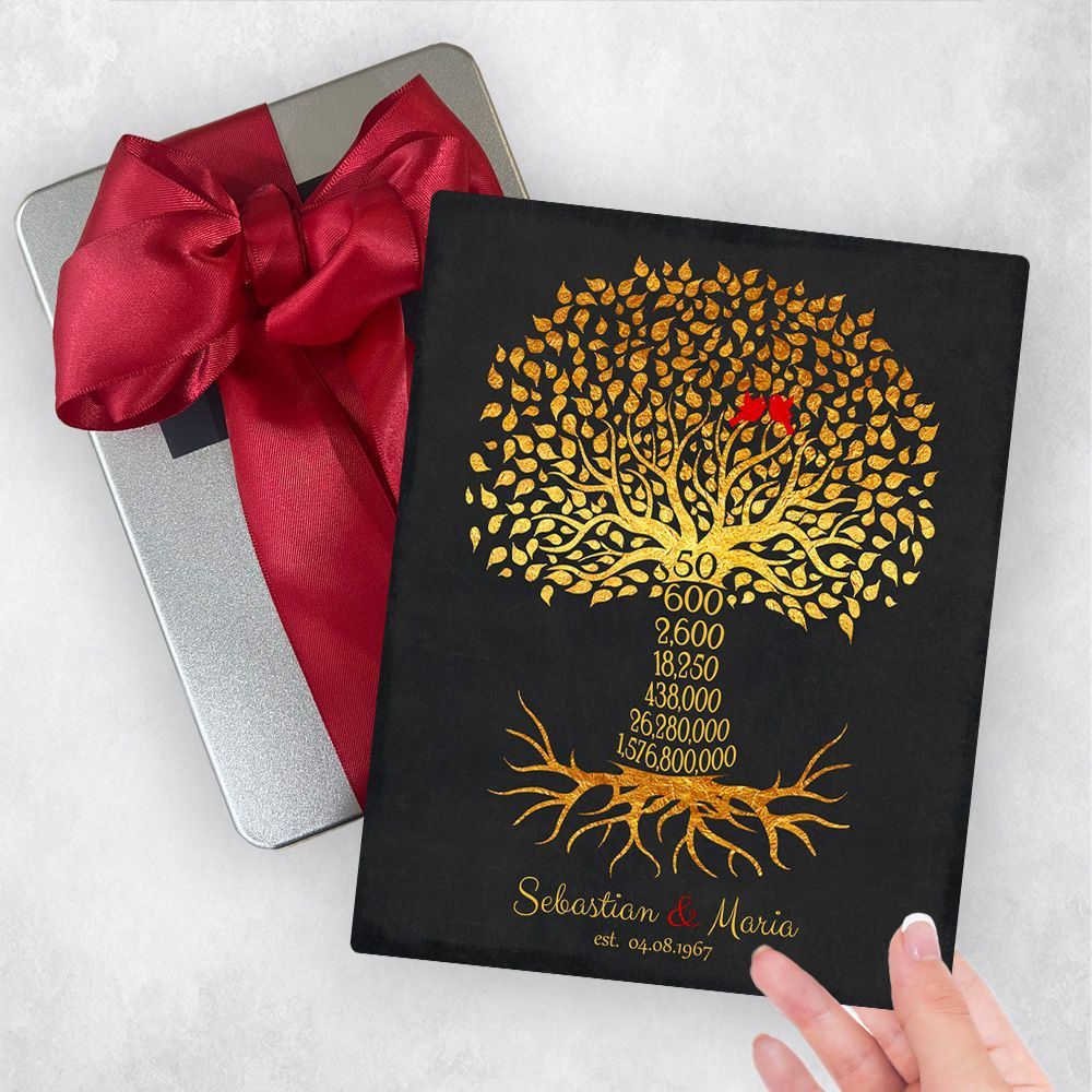 #1 Best Seller - Countdown Golden Tree 50th Anniversary Gift Delivery Box Gift for Couple TOY-1453