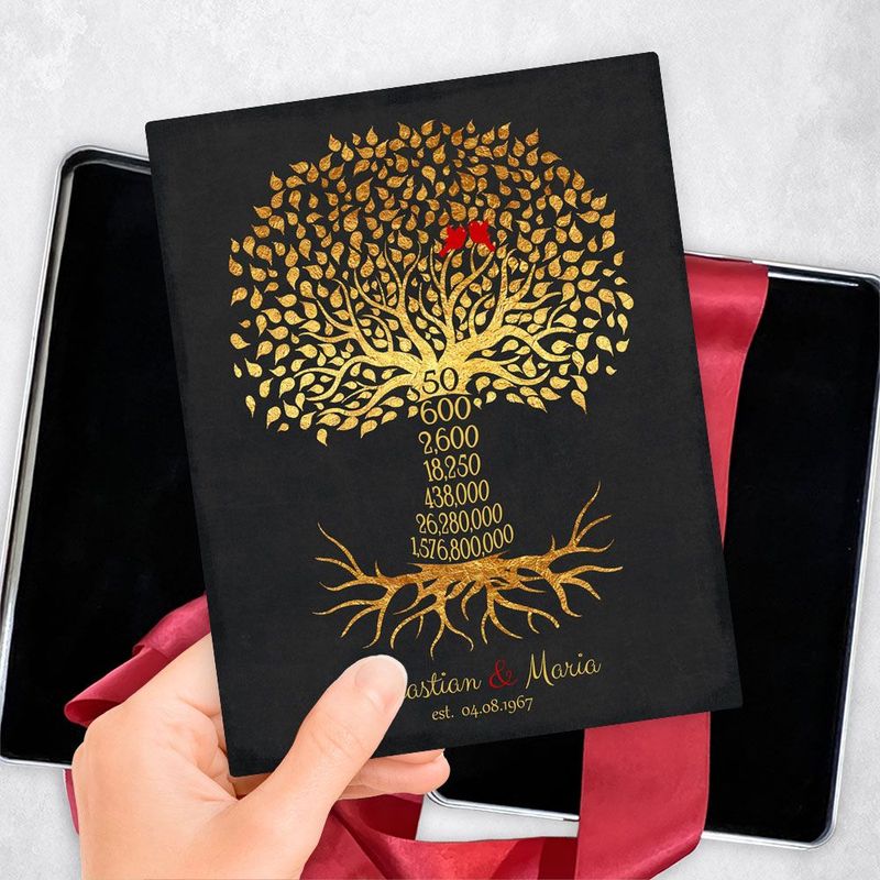 #1 Best Seller - Countdown Golden Tree 50th Anniversary Gift Delivery Box Gift for Couple TOY-1453
