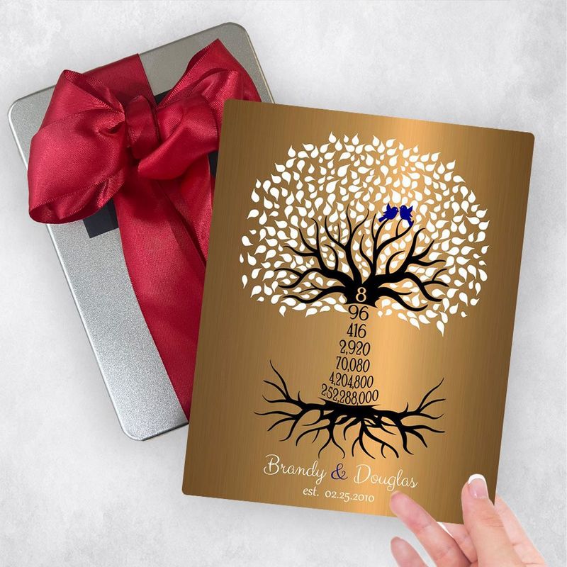 #1 Best Seller - Brass Countdown Tree 8th Anniversary Gift Delivery Box Gift for Couple TOY-1437