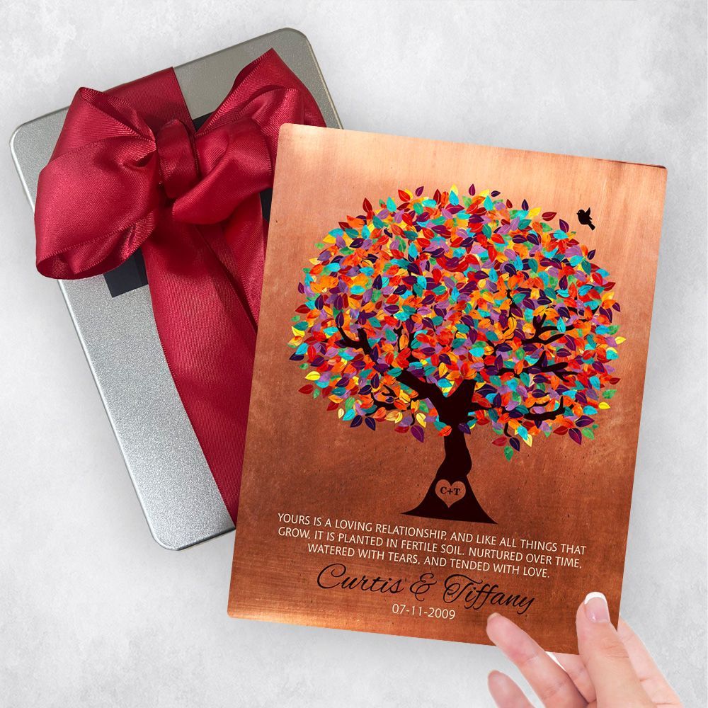 Copper Colorful Spring Tree 7th Anniversary Gift Delivery Box Gift for Couple TOY-1401