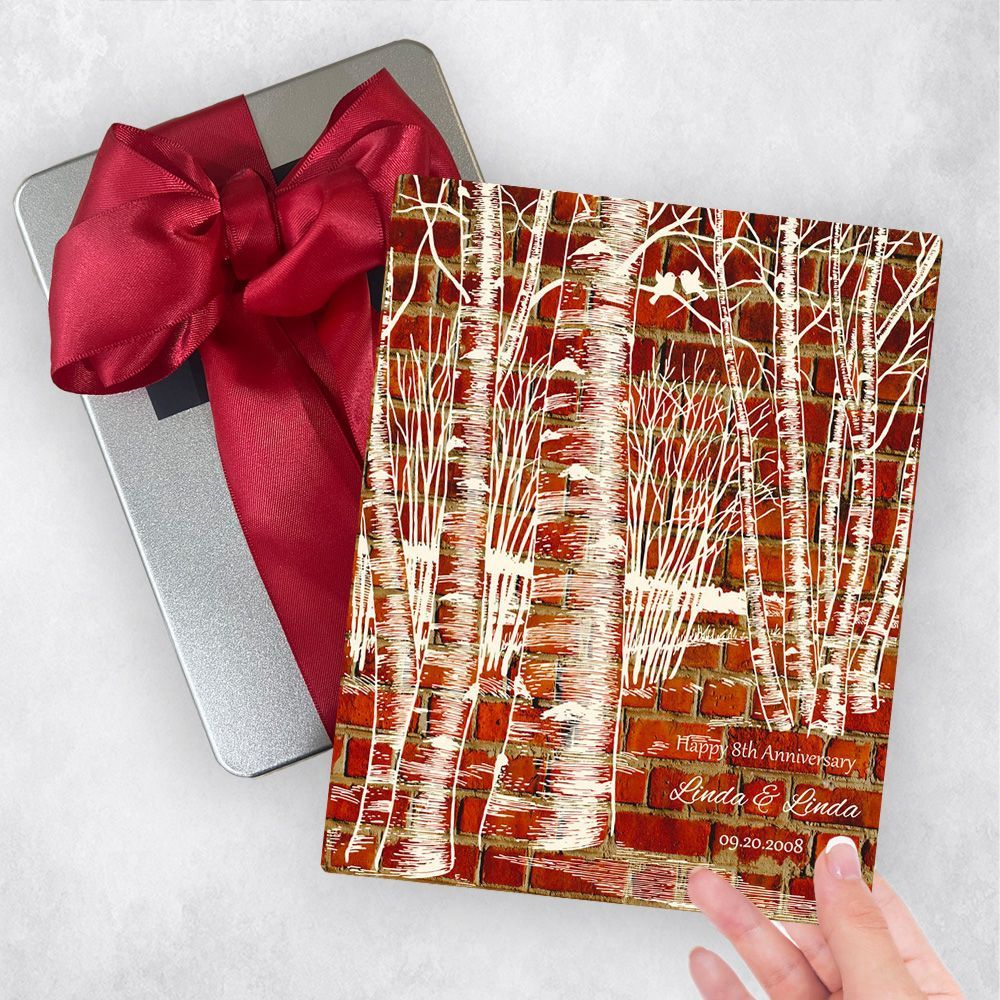 Brick Birch Tree Forest 8th Anniversary Gift Delivery Box Gift for Couple TOY-1404