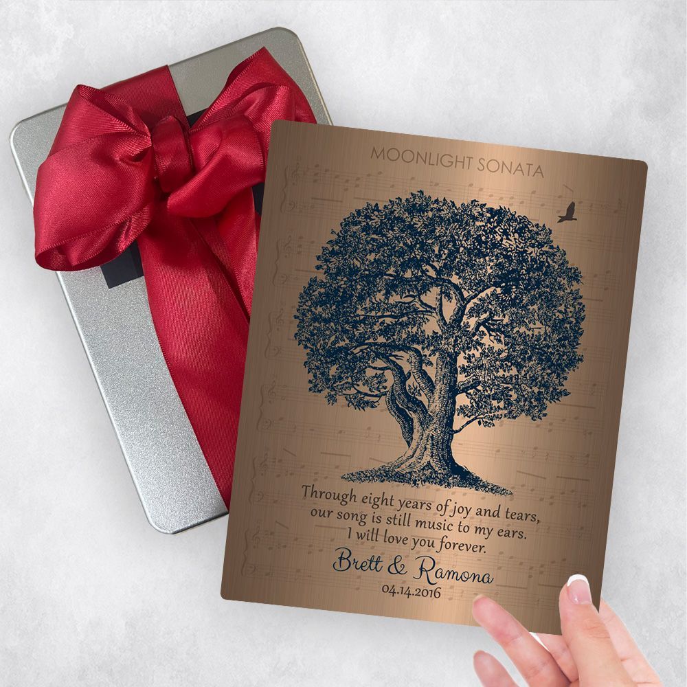 Bronze Oak Tree 8th Anniversary Gift Delivery Box Gift for Couple TOY-1379