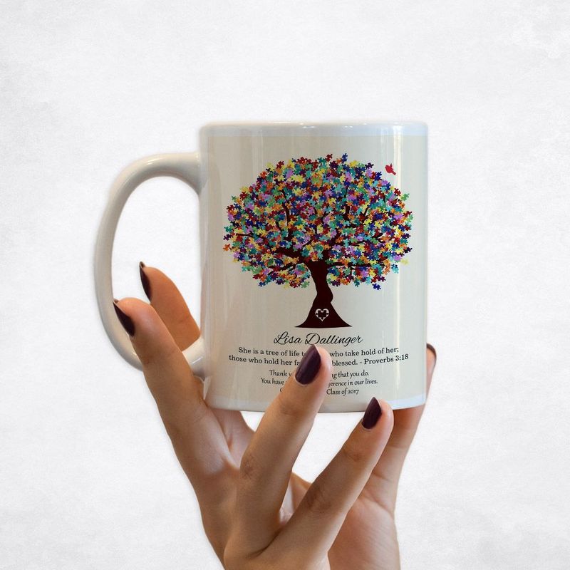 #1 Best Seller - Autism Puzzle Leaf Tree Teacher Appreciation Coffee Mug Gift for Educator M-1499