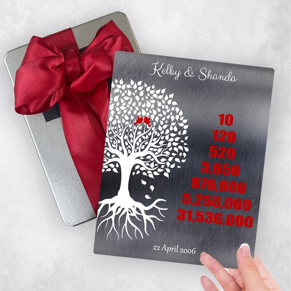 Tin Half Tree Countdown Pyramid 10th Anniversary Gift Delivery Box Gift for Couple TOY-1346