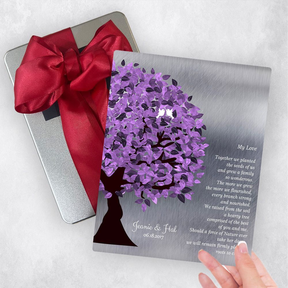 Tin Half Purple Tree 10th Anniversary Gift Delivery Box Gift for Couple TOY-1484