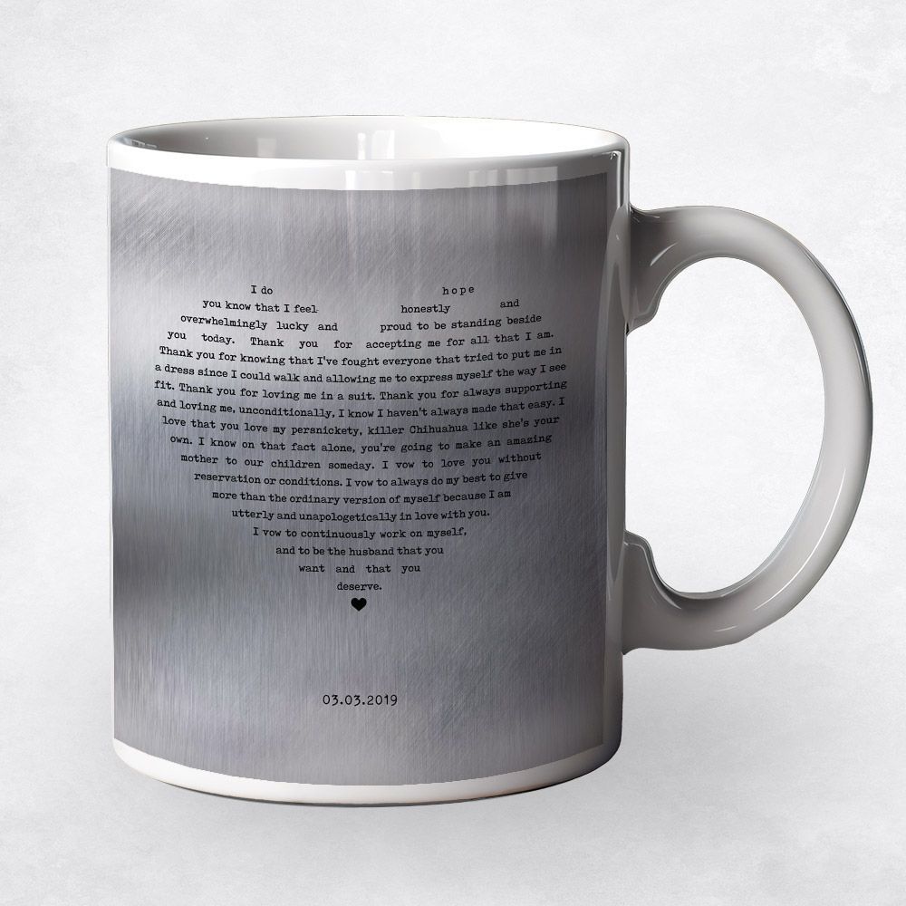 Tin Heart Shape Song Lyrics 10th Anniversary Coffee Mug Gift for Couple M-1792