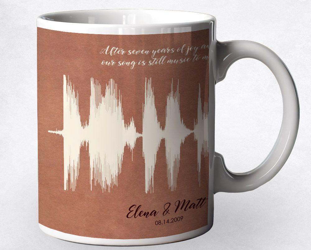 Copper Soundwave 7th Anniversary Coffee Mug Gift for Couple M-1778
