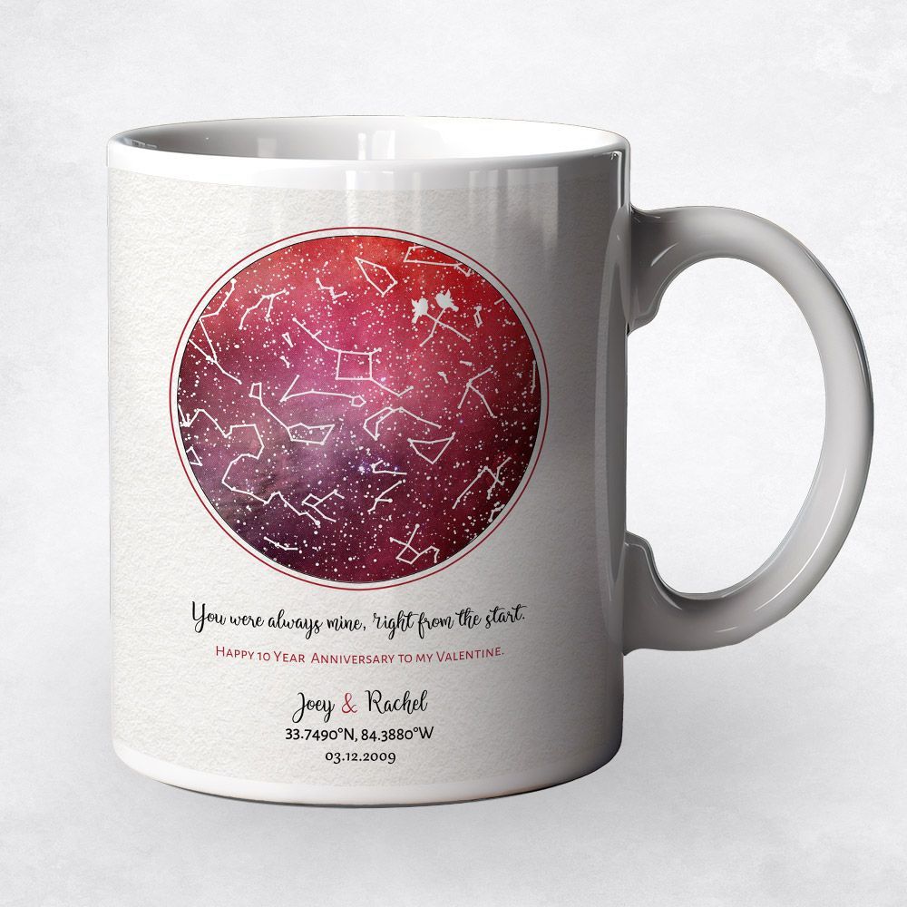 Star Map 10th Anniversary Coffee Mug Gift for Couple M-1753