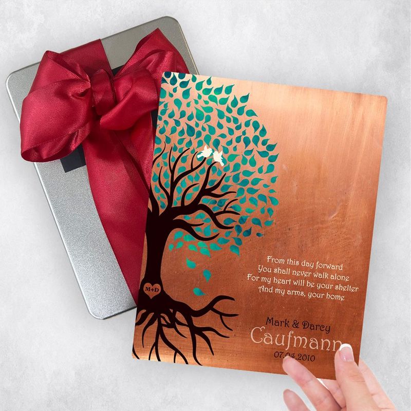 Copper Half Turquoise Tree Engagement Gift Delivery Box Gift for Fiancé TOY-1455