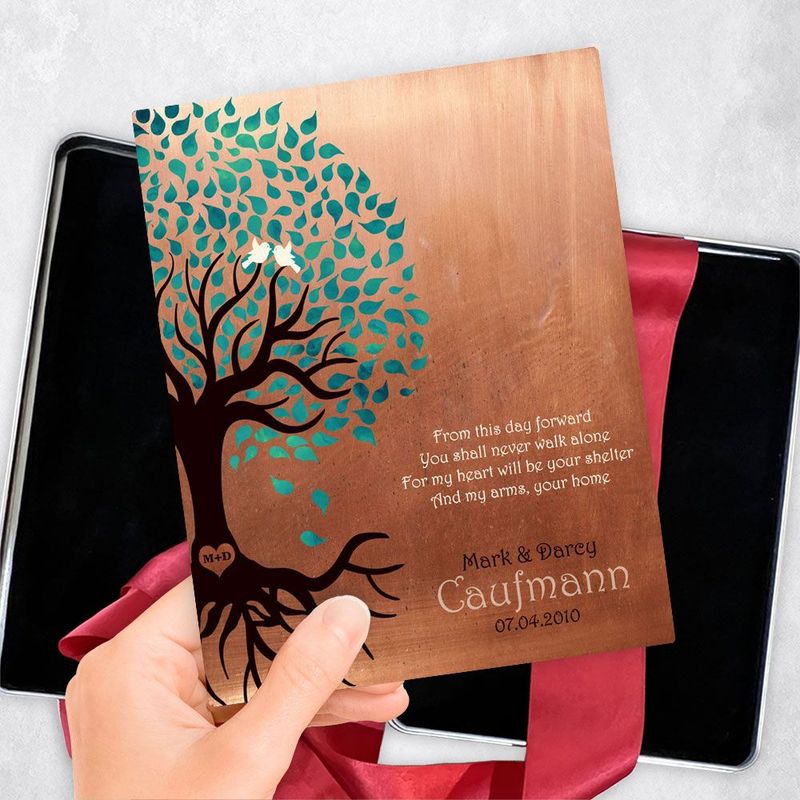 Copper Half Turquoise Tree Engagement Gift Delivery Box Gift for Fiancé TOY-1455