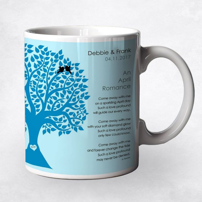 Half Silhouette Tree Engagement Coffee Mug Gift for Couple M-1704