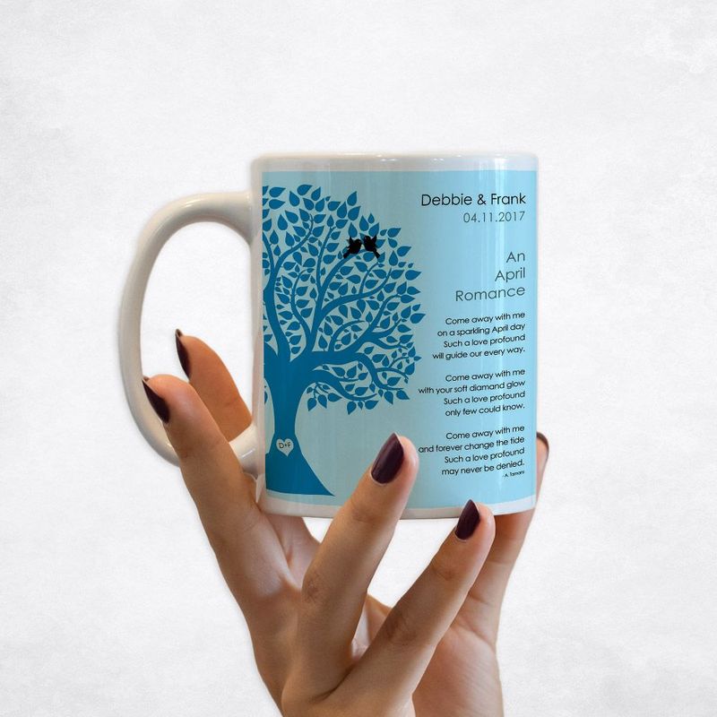 Half Silhouette Tree Engagement Coffee Mug Gift for Couple M-1704