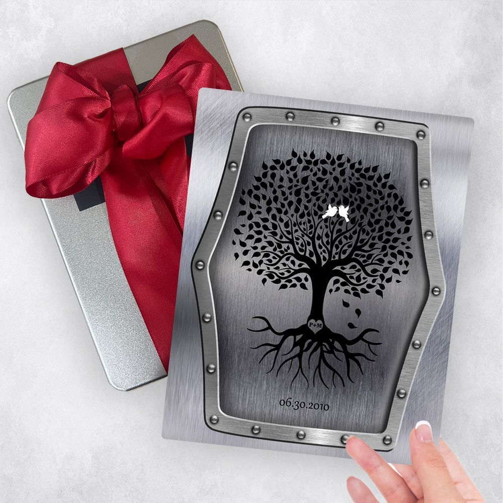 Steel Tree with Roots 11th Anniversary Gift Delivery Box Gift for Couple TOY-1375