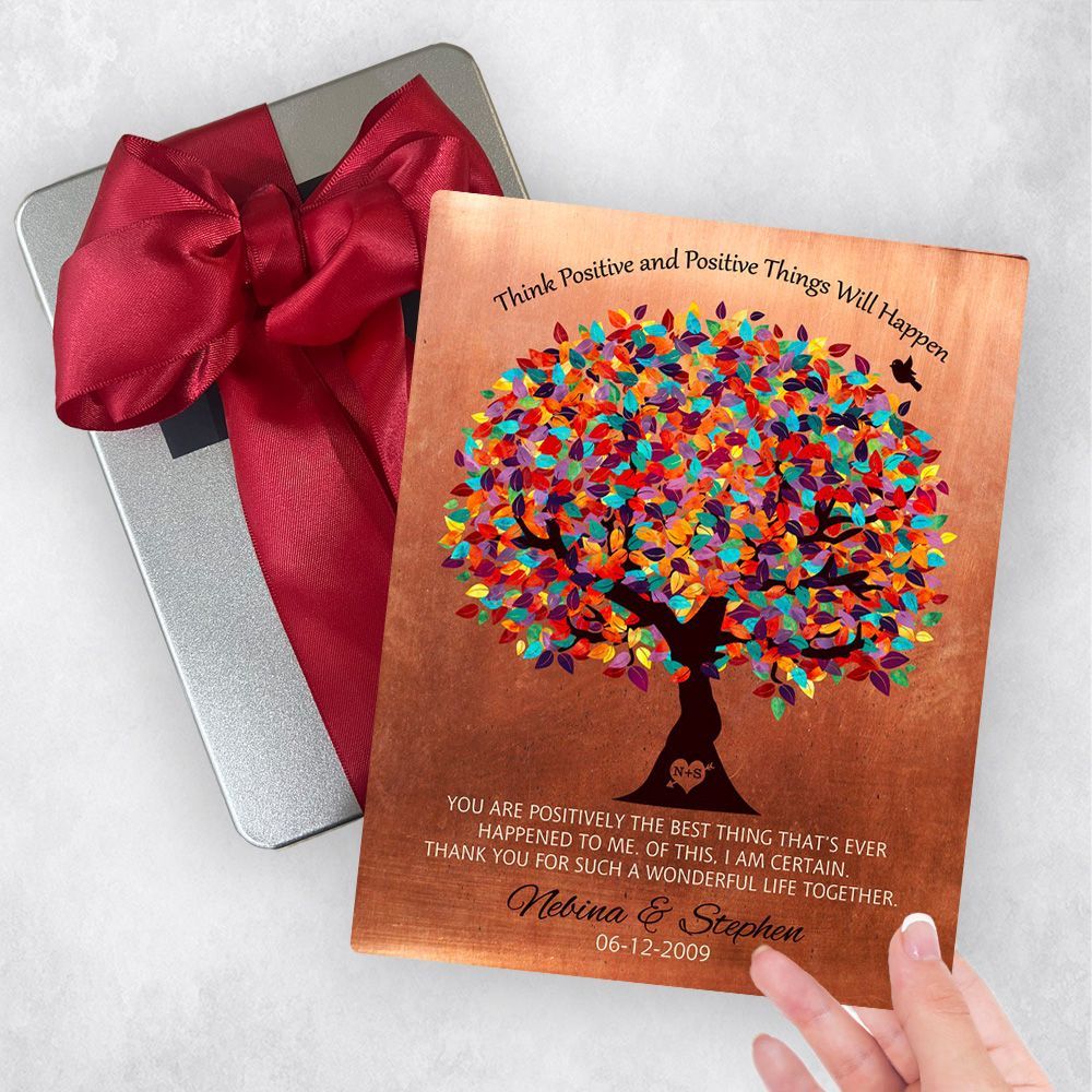 Copper Colorful Spring Tree 7th Anniversary Gift Delivery Box Gift for Couple TOY-1350