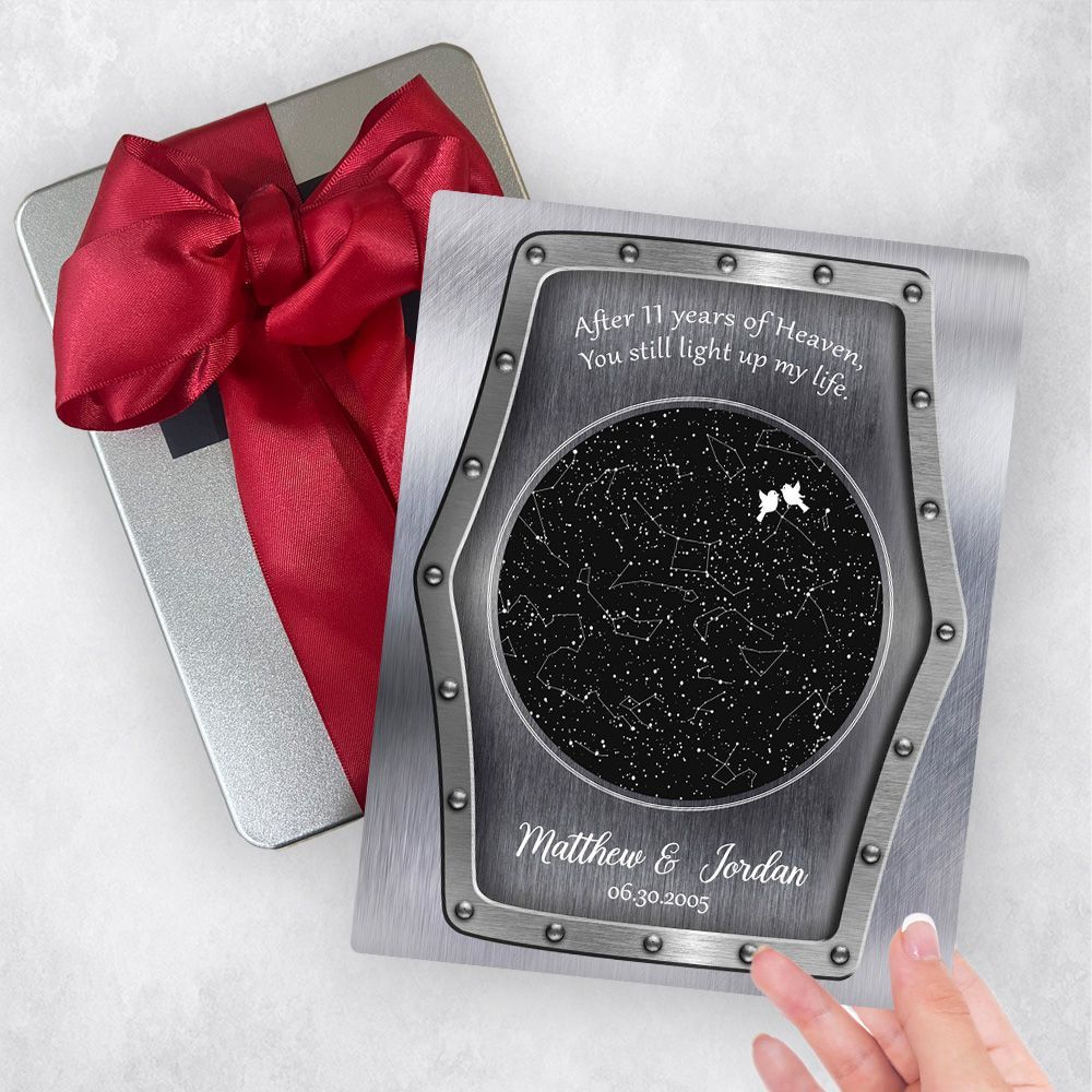 Tin Star Map 11th Anniversary Gift Delivery Box Gift for Couple TOY-1747