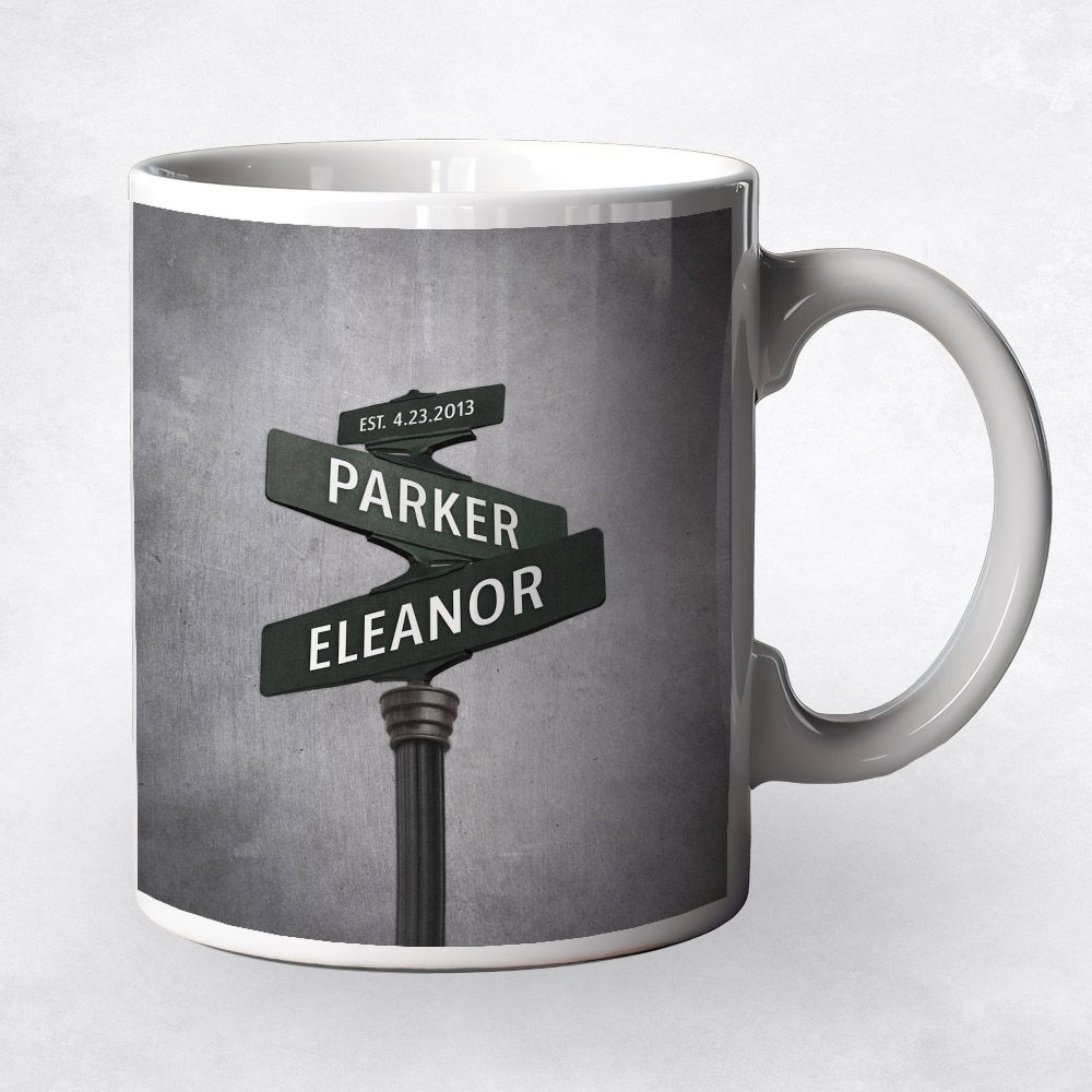 Platinum Crossroads Signpost 20th Anniversary Coffee Mug Gift for Couple M-1942