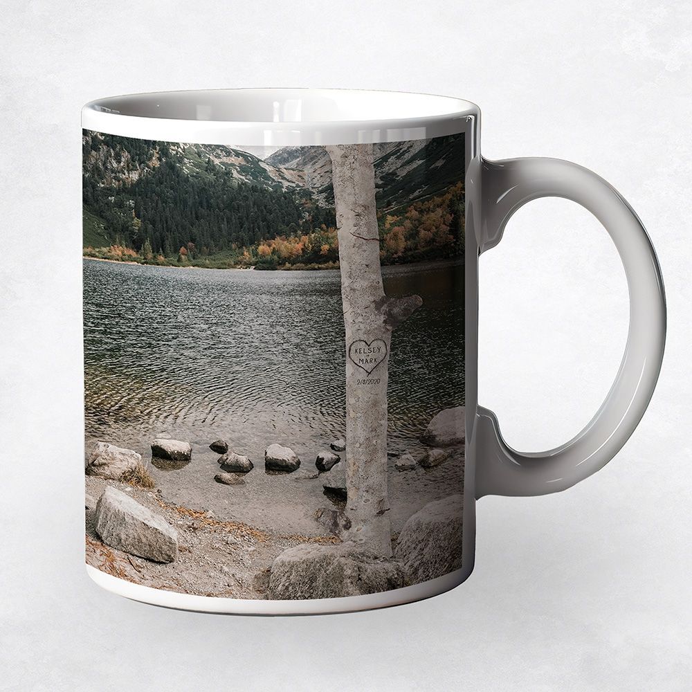 River Rock Mountain Names in Tree Anniversary Coffee Mug Gift for Couple M-2174