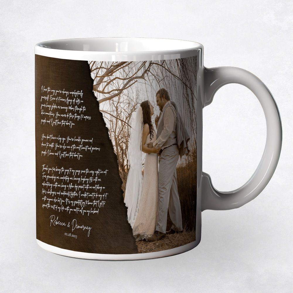 Bronze Wedding Photo and Vows 8th Anniversary Coffee Mug Gift for Couple M-2156
