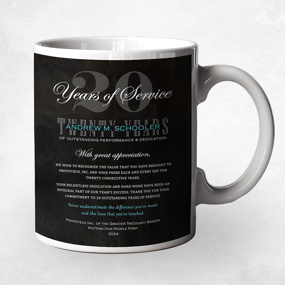 #1 Best Seller - Tin 20 Years of Service Employee Appreciation Coffee Mug Gift for Employee M-2109