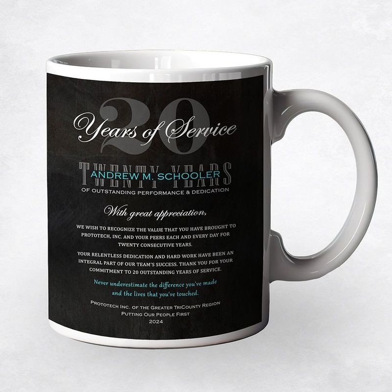 #1 Best Seller - Tin 20 Years of Service Employee Appreciation Coffee Mug Gift for Employee M-2109