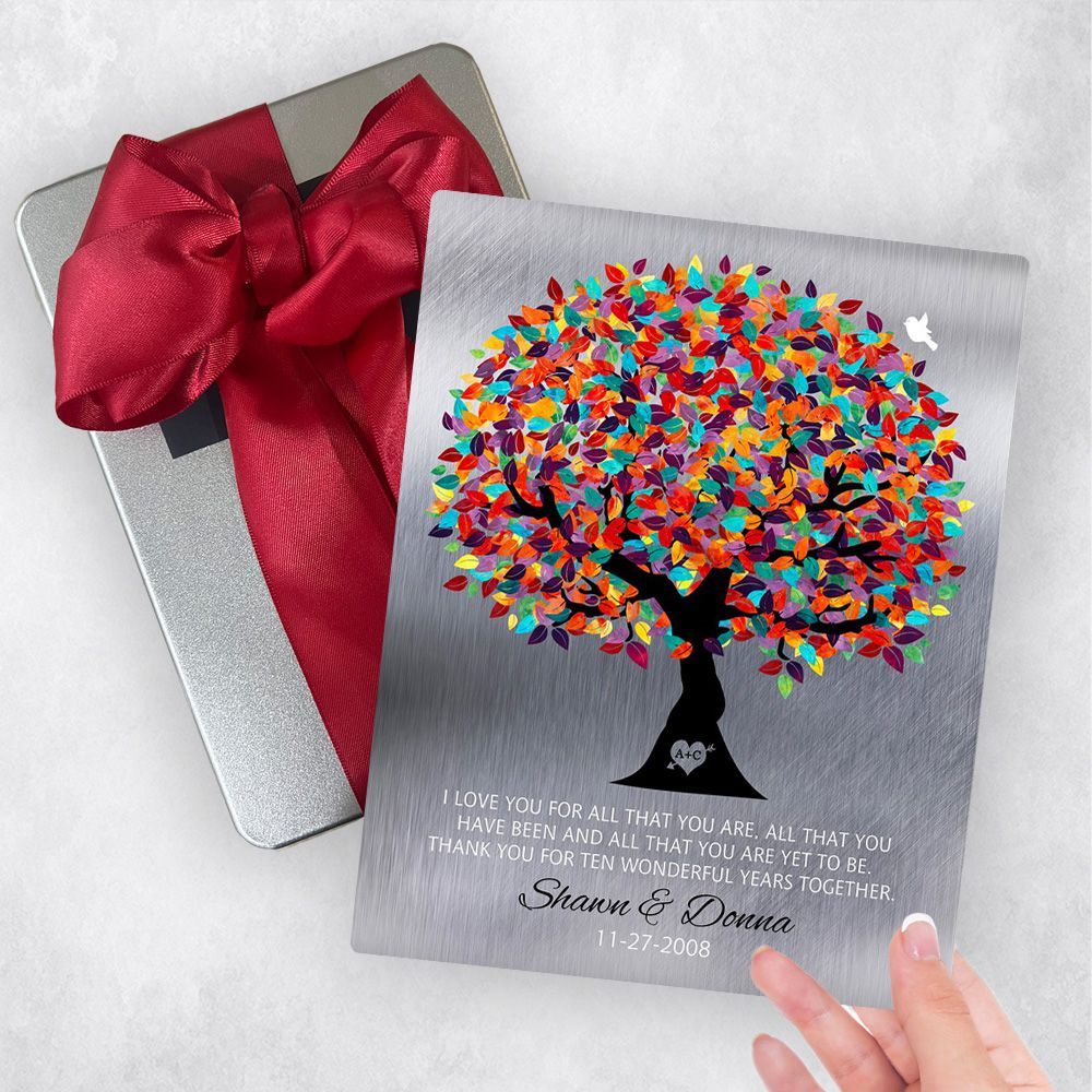#1 Best Seller - Tin Colorful Spring Tree 10th Anniversary Gift Delivery Box Gift for Couple TOY-1211