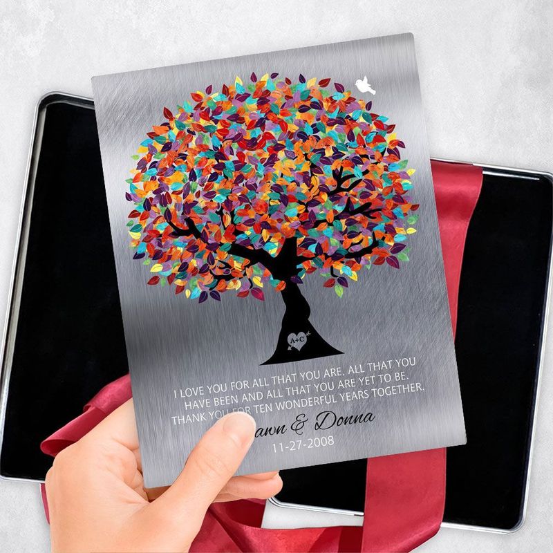 #1 Best Seller - Tin Colorful Spring Tree 10th Anniversary Gift Delivery Box Gift for Couple TOY-1211