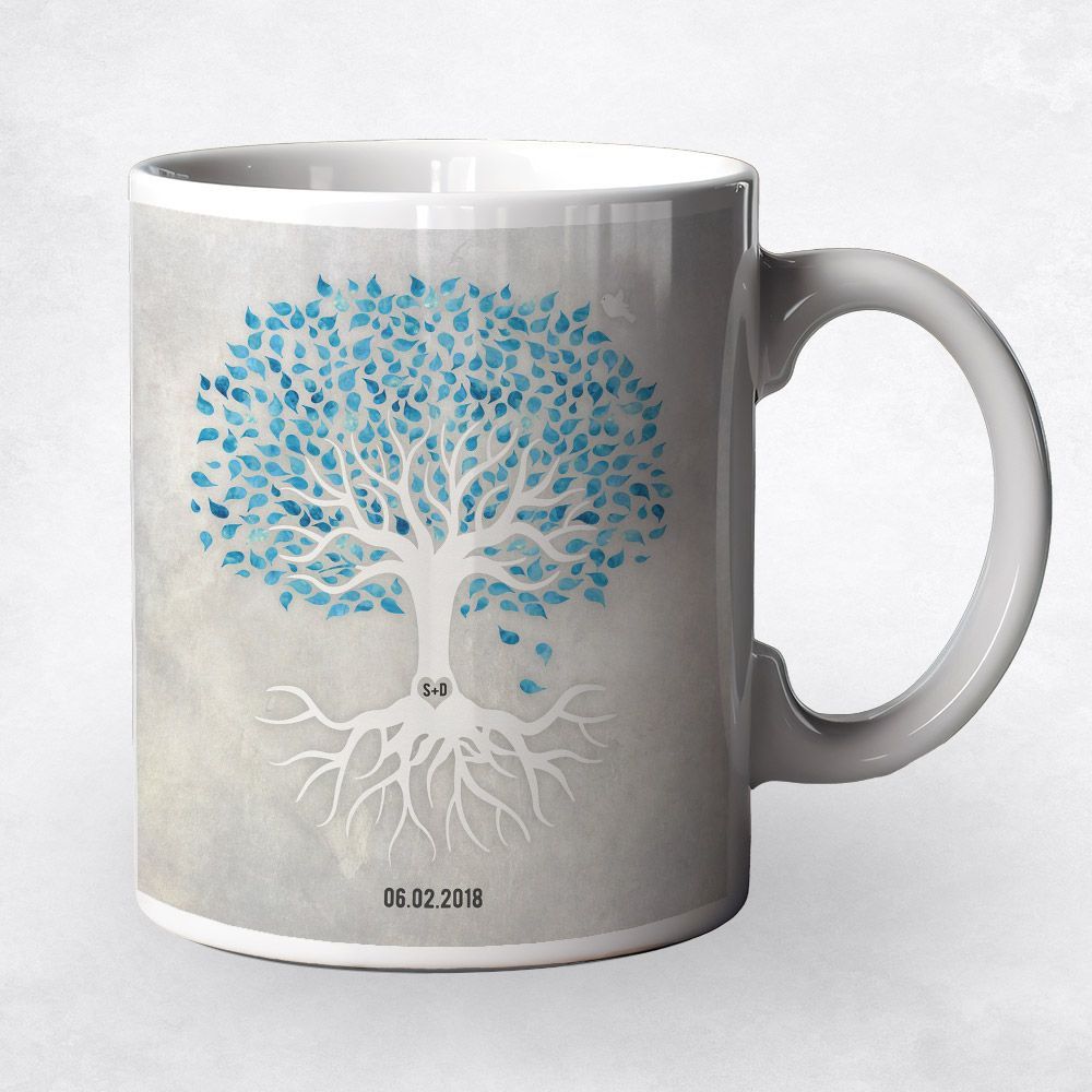 White Canopy Tree Anniversary Coffee Mug Gift for Couple M-1532