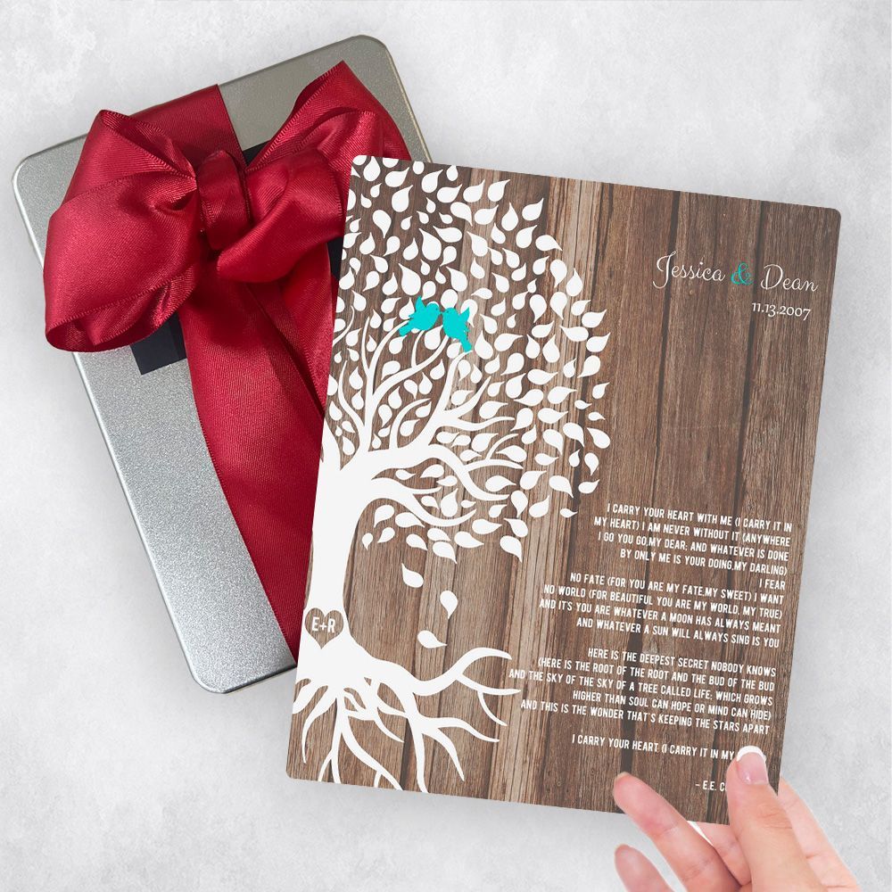 Wood Half Tree with Roots 5th Anniversary Gift Delivery Box Gift for Couple TOY-1730