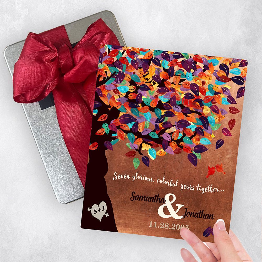 #1 Best Seller - Copper Colorful Spring Tree 7th Anniversary Gift Delivery Box Gift for Couple TOY-1178