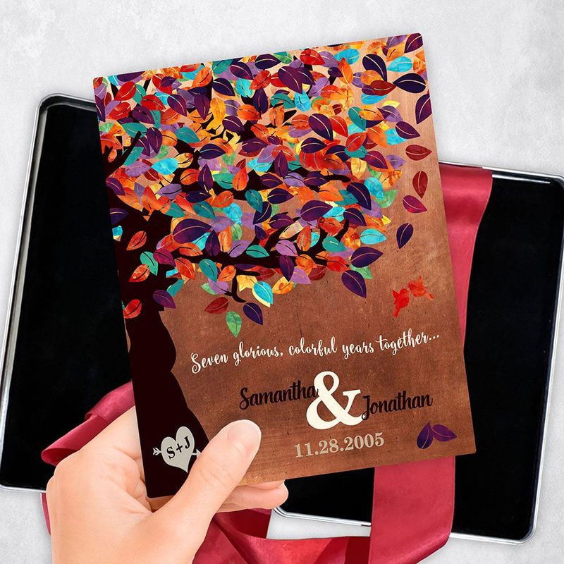 #1 Best Seller - Copper Colorful Spring Tree 7th Anniversary Gift Delivery Box Gift for Couple TOY-1178