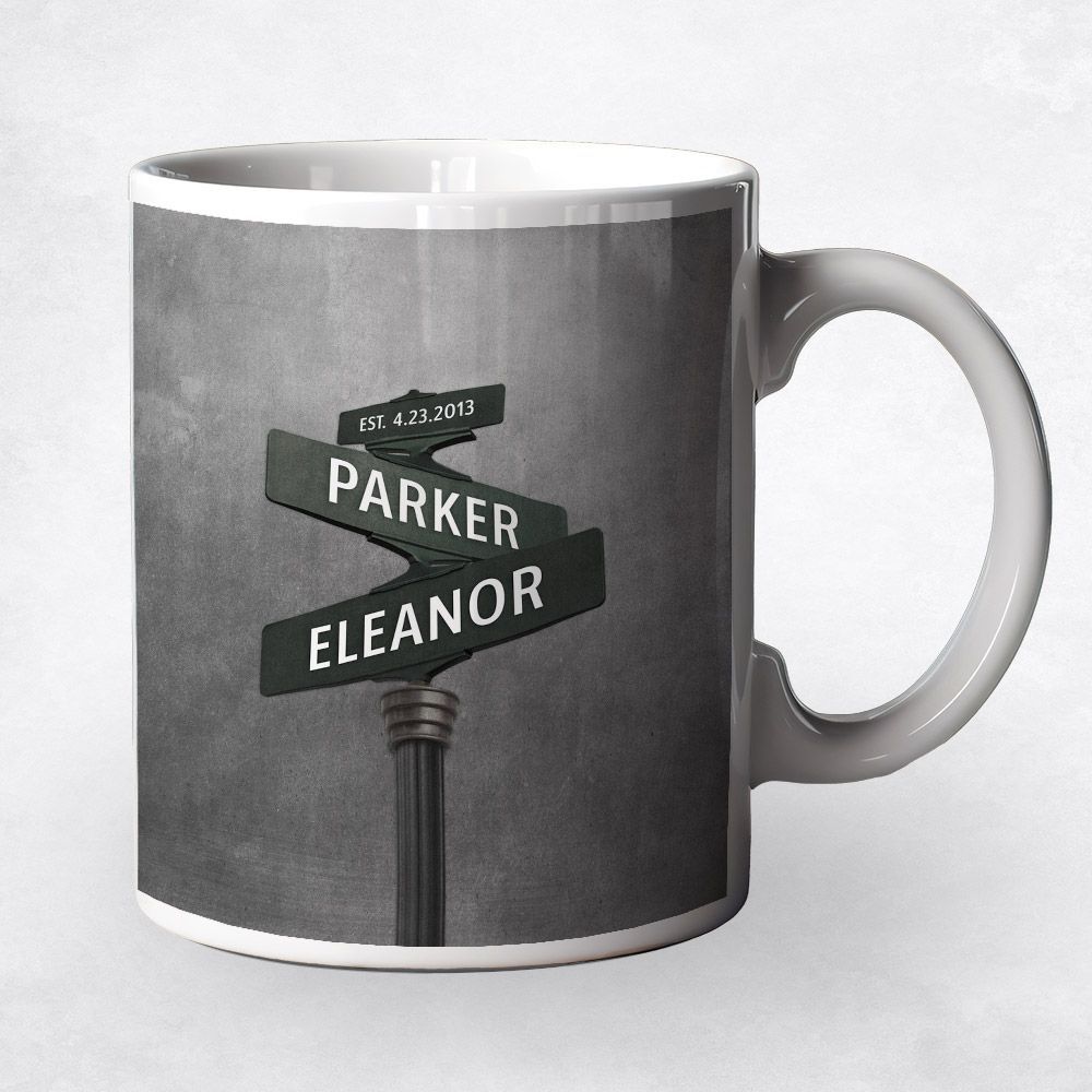Tin Crossroads Signpost 10th Anniversary Coffee Mug Gift for Couple M-1943