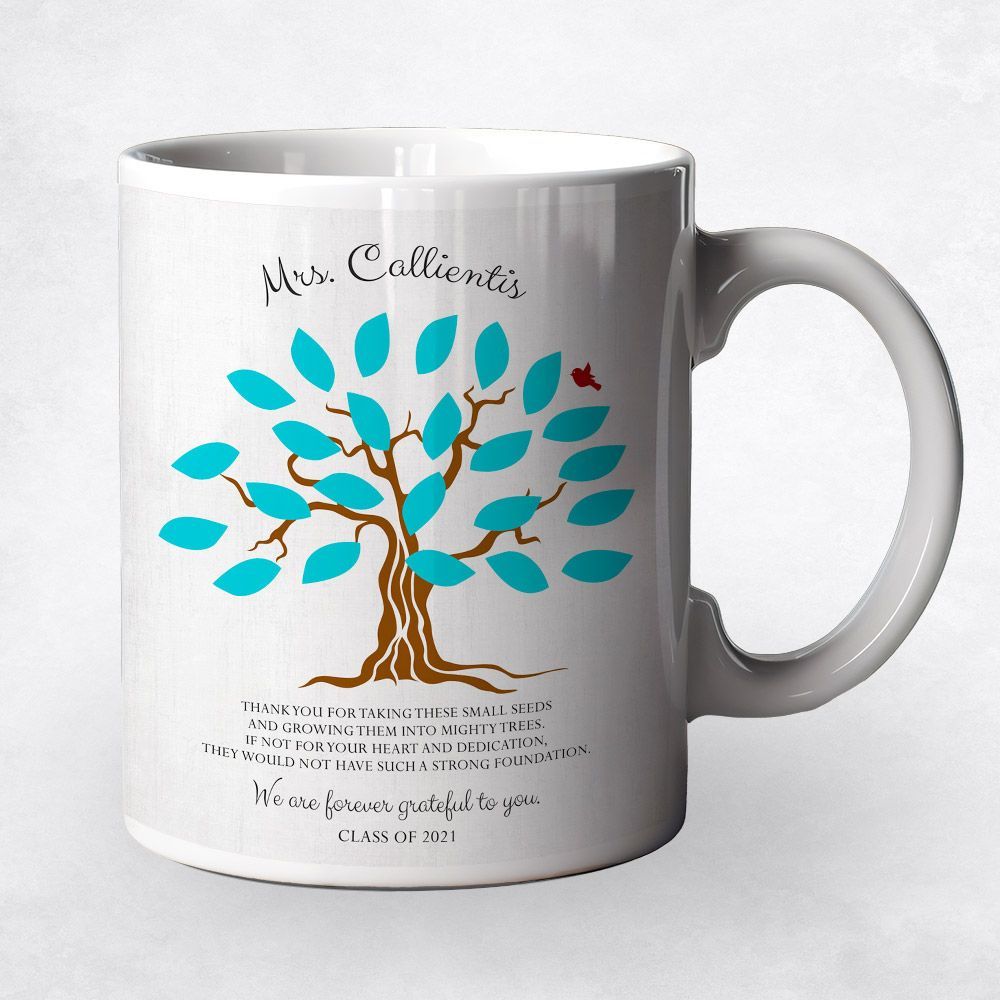 Names in Leaves Teacher Appreciation Coffee Mug Gift for Educator M-1795