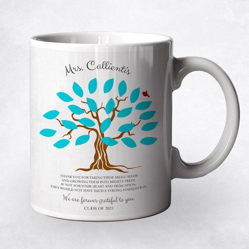 Names in Leaves Teacher Appreciation Coffee Mug Gift for Educator M-1795