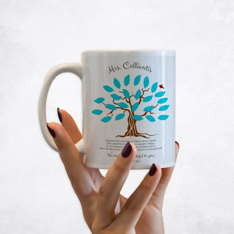 Names in Leaves Teacher Appreciation Coffee Mug Gift for Educator M-1795