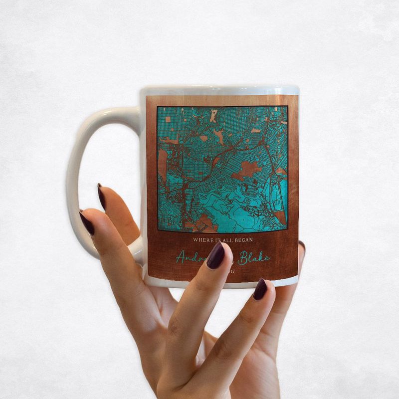 #1 Best Seller - Copper City Map 7th Anniversary Coffee Mug Gift for Couple M-1584