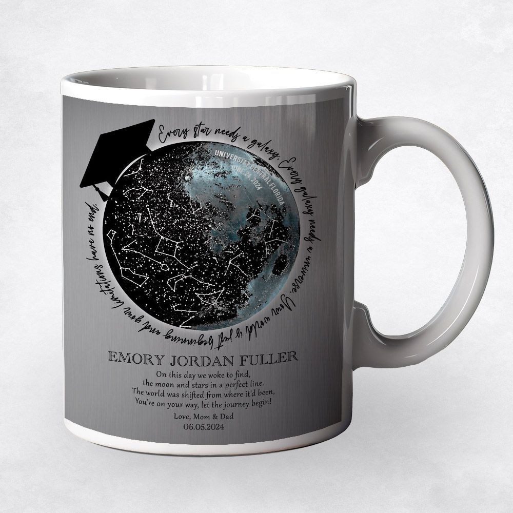 Tin Moon and Star Map graduation Coffee Mug Gift for Graduate M-1577