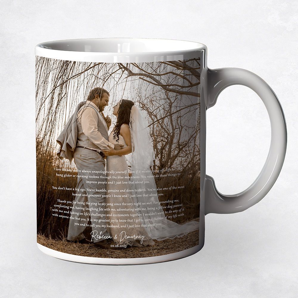Wedding Photo and Vows Anniversary Coffee Mug Gift for Couple M-2158