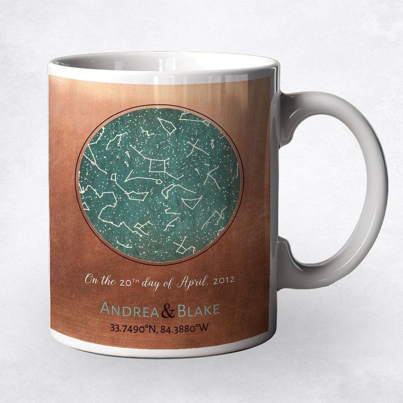 #1 Best Seller - Copper Star Map 7th Anniversary Coffee Mug Gift for Couple M-1737