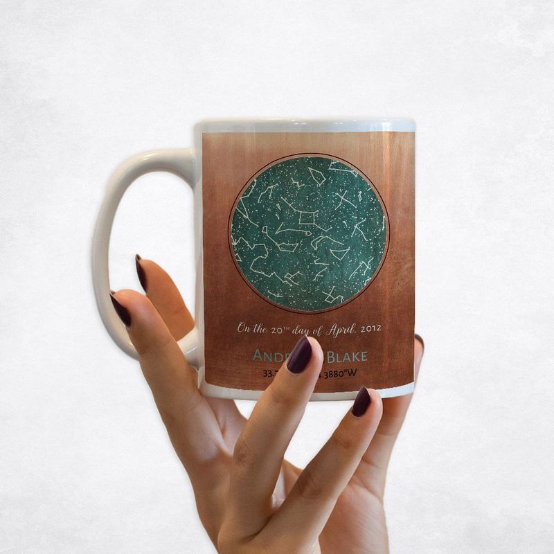 #1 Best Seller - Copper Star Map 7th Anniversary Coffee Mug Gift for Couple M-1737