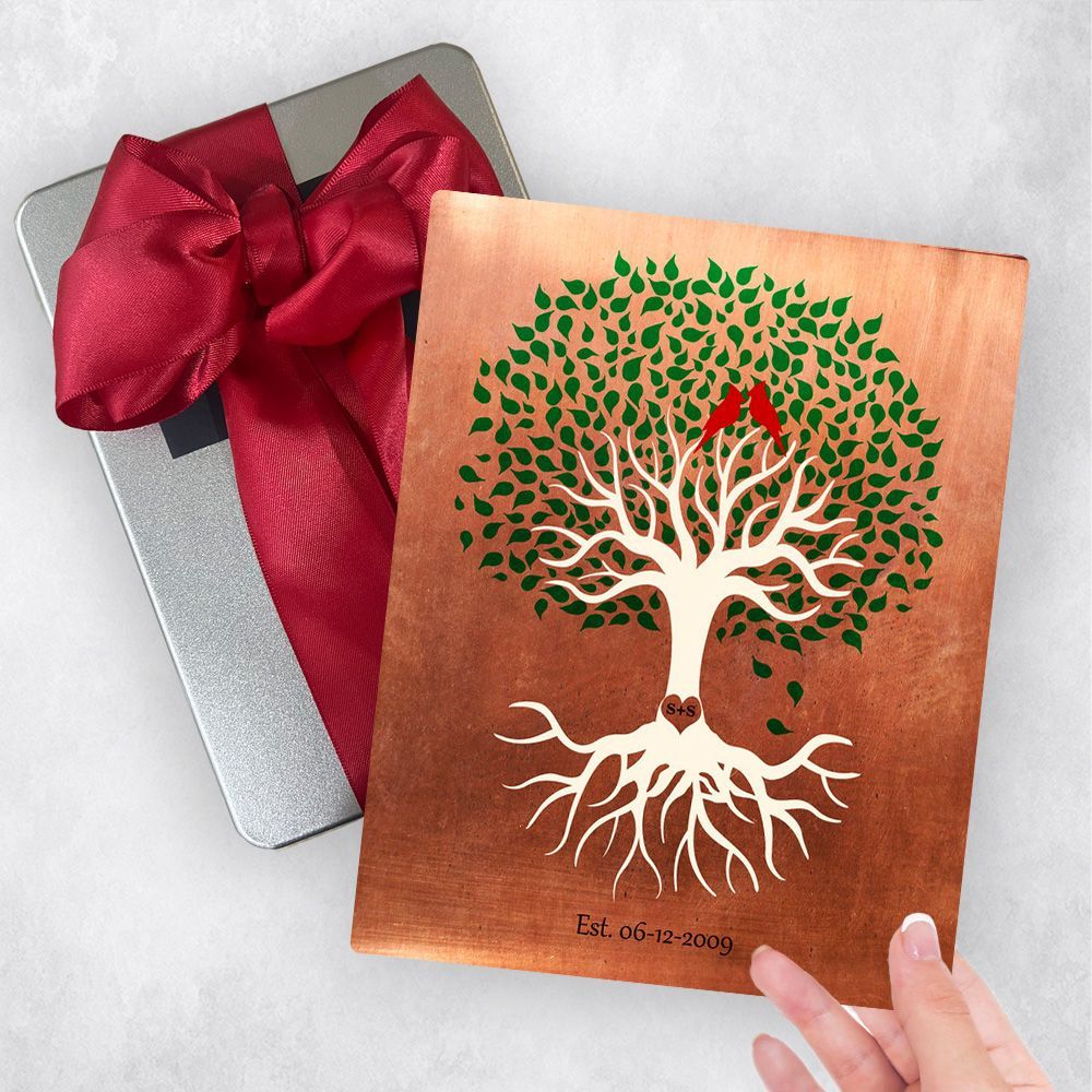 Copper Green Canopy Tree 7th Anniversary Gift Delivery Box Gift for Couple TOY-1398