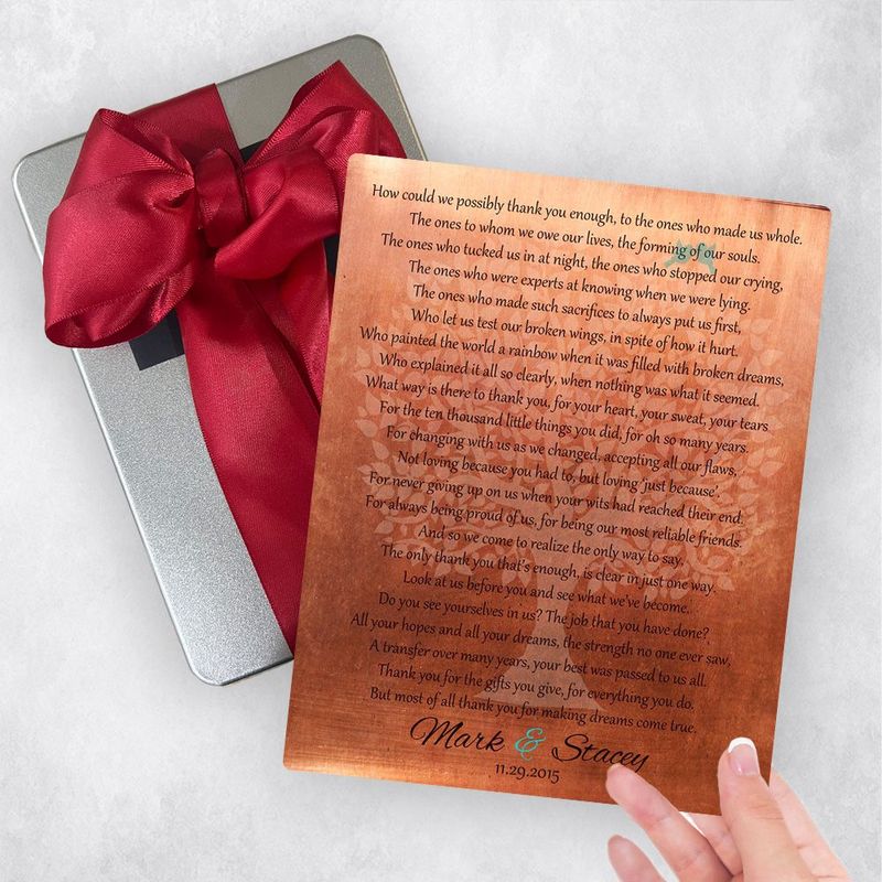Copper Thank You Poem Wedding Gift Delivery Box Gift for Parents TOY-1182