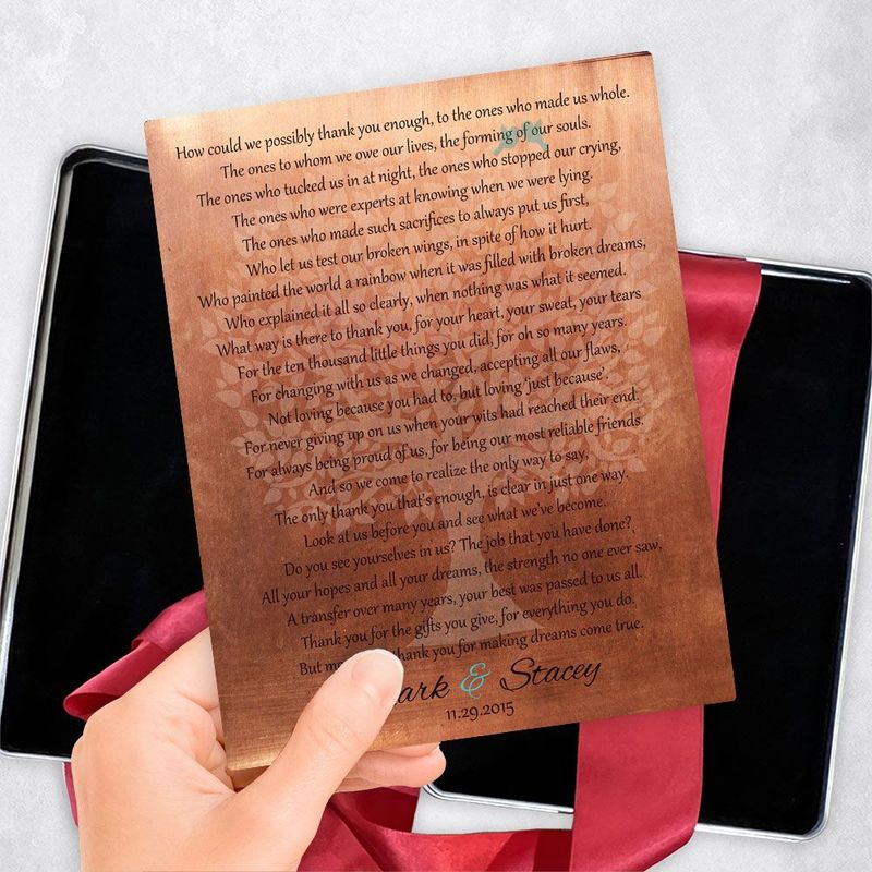 Copper Thank You Poem Wedding Gift Delivery Box Gift for Parents TOY-1182