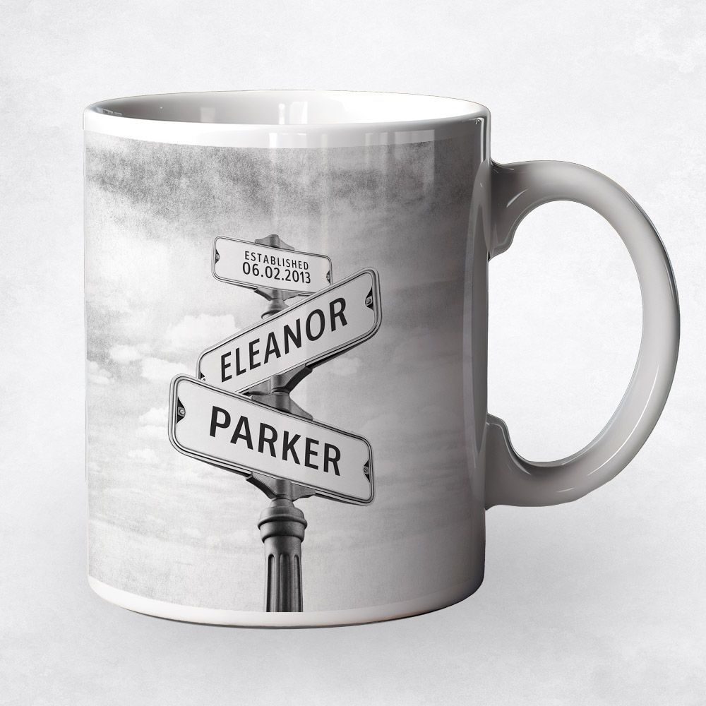 Crossroads Signpost 2nd Anniversary Coffee Mug Gift for Couple M-1937