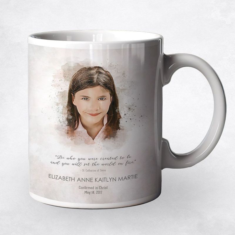 Cotton Watercolor Portrait Faith Milestone Coffee Mug Gift for Child M-1851