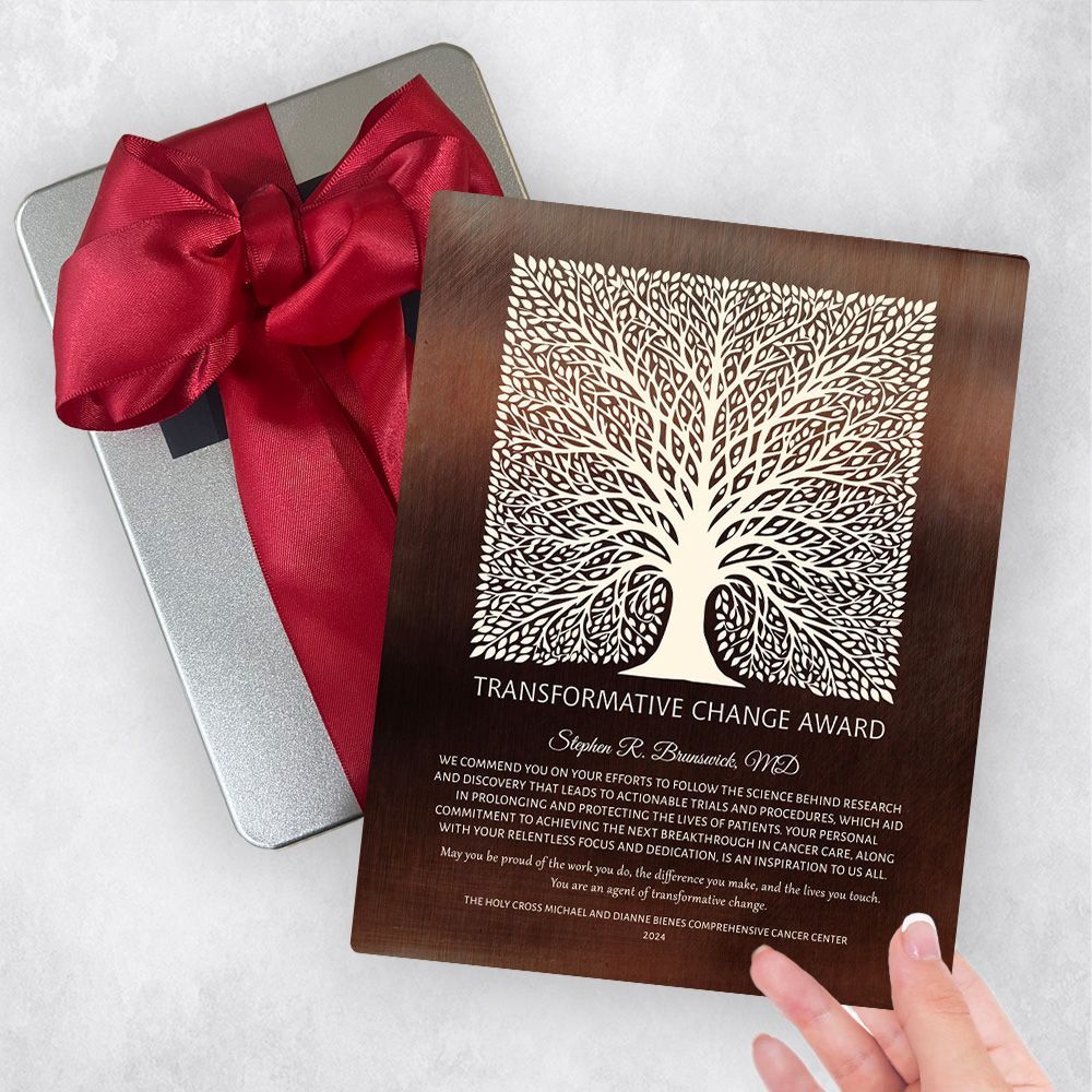 Bronze Elaborate Square Tree Medical Recognition Gift Delivery Box Gift for Doctor TOY-1582